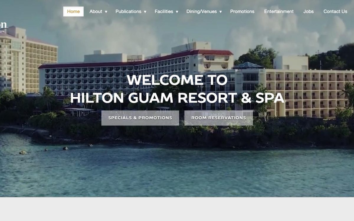 Hilton Guam website — homepage view