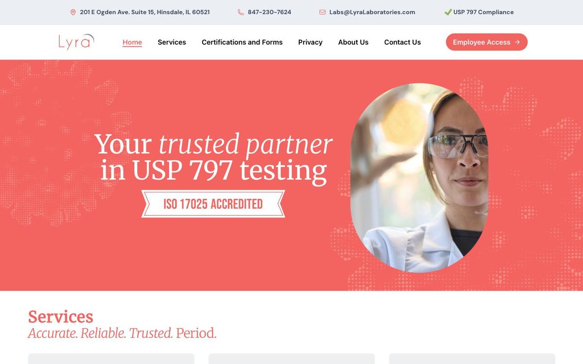 Lyra Laboratories website — homepage view